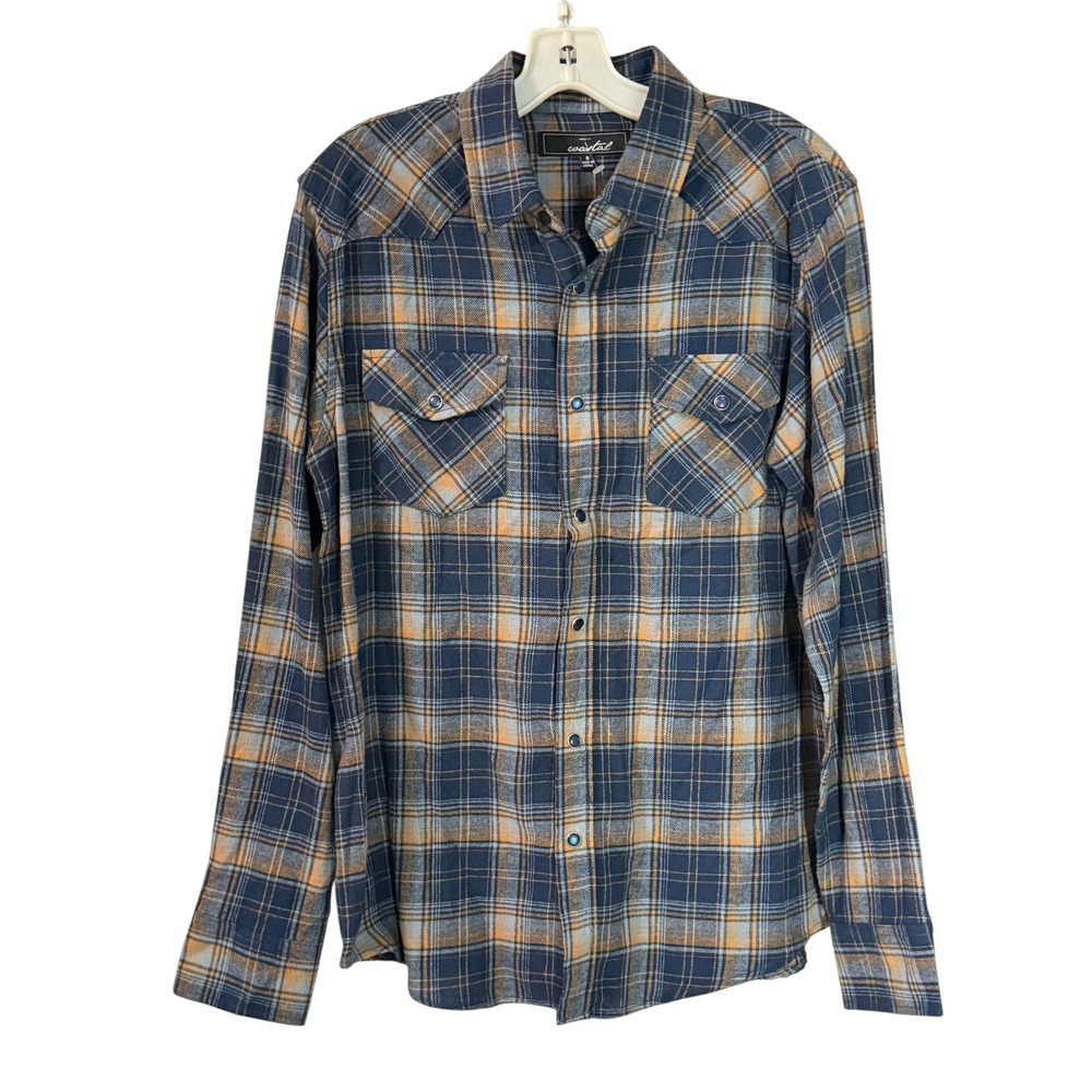 Coastal Plaid Flannel Shirt Men's Small Long Sleeve Button Up Casual Top‎